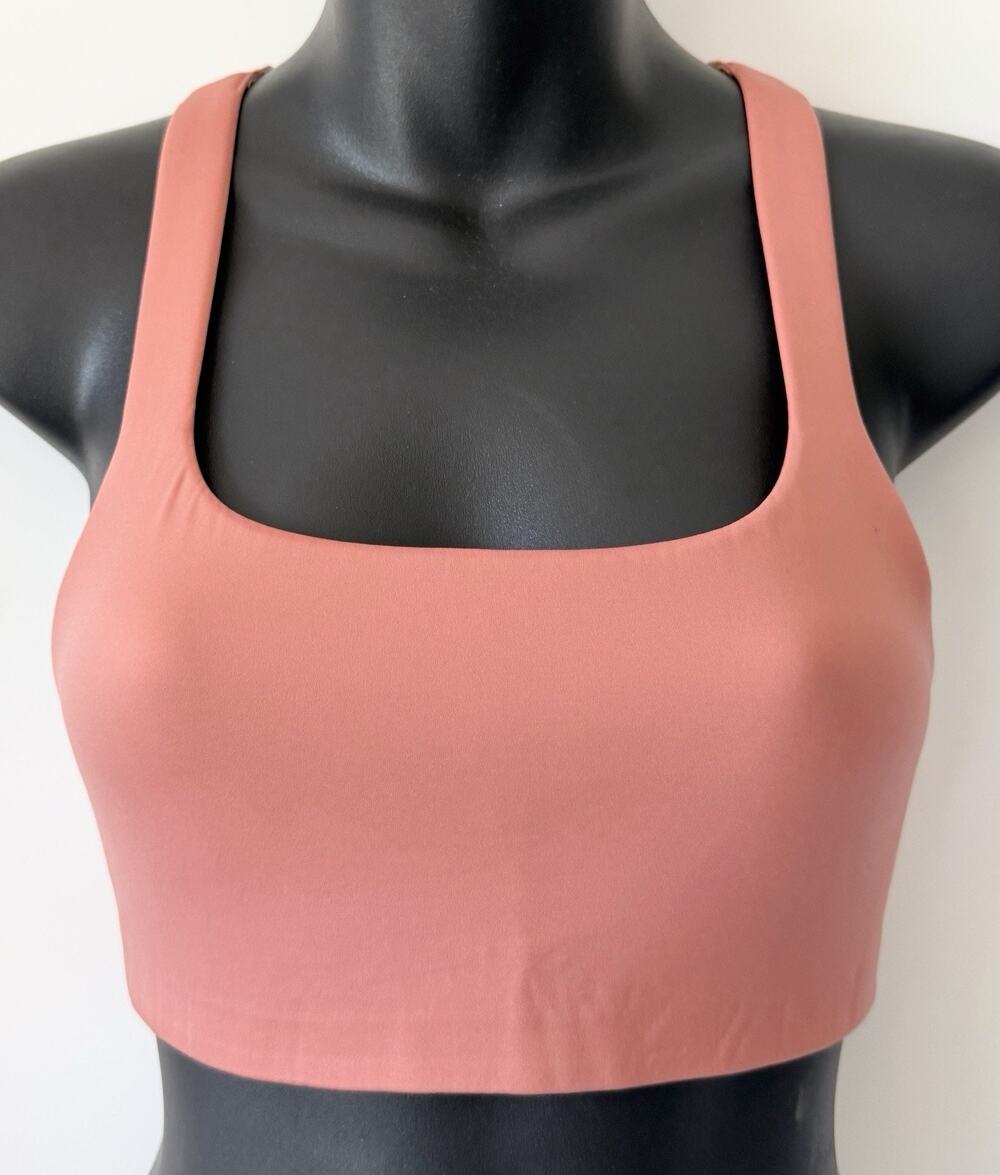Lululemon Pink Orange Sports Bra Womens Size 4 B/C Lightly Lined Cross Back Open